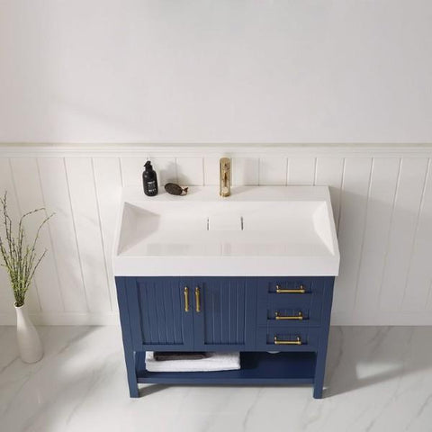 Image of Vinnova Pavia 36” Contemporary Royal Blue Single Vanity with Acrylic under-mount Sink