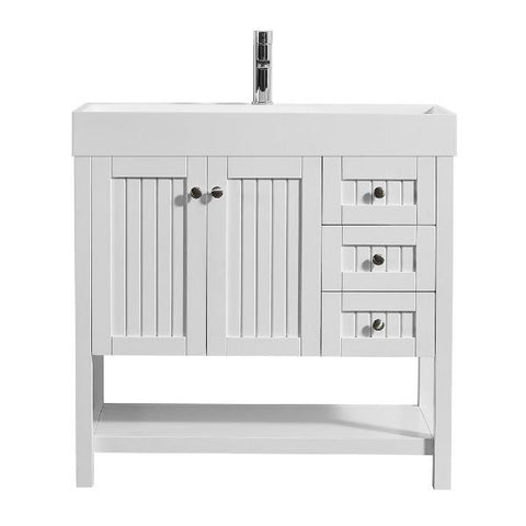 Image of Vinnova Pavia 36” Contemporary White Single Vanity with Acrylic under-mount Sink
