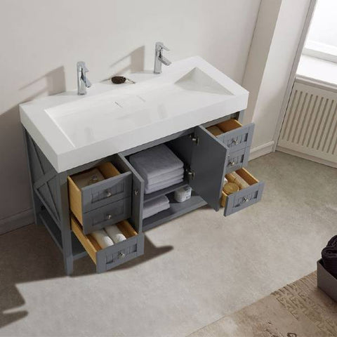 Image of Vinnova Pavia 48” Contemporary Grey Single Vanity 755048-GR-WH-NM 755048-GR-WH-NM