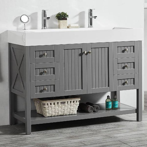 Image of Vinnova Pavia 48” Contemporary Grey Single Vanity 755048-GR-WH-NM 755048-GR-WH-NM