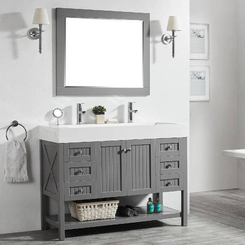 Image of Vinnova Pavia 48” Contemporary Grey Single Vanity Set 755048-GR-WH 755048-GR-WH
