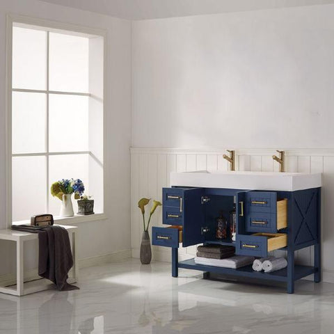 Image of Vinnova Pavia 48” Contemporary Royal Blue Single Vanity 755048-RB-WH-NM