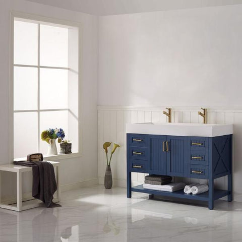 Image of Vinnova Pavia 48” Contemporary Royal Blue Single Vanity 755048-RB-WH-NM