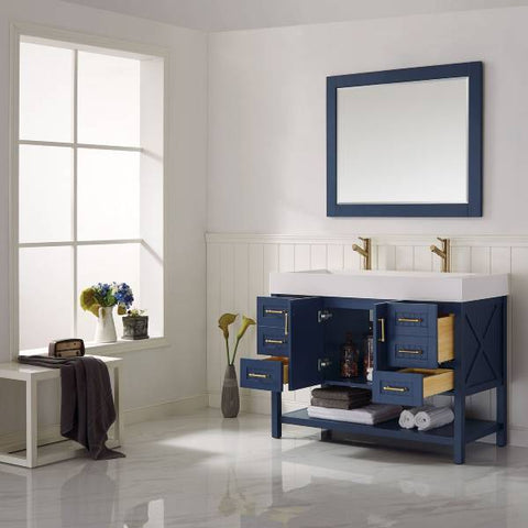 Image of Vinnova Pavia 48” Contemporary Royal Blue Single Vanity Set 755048-RB-WH