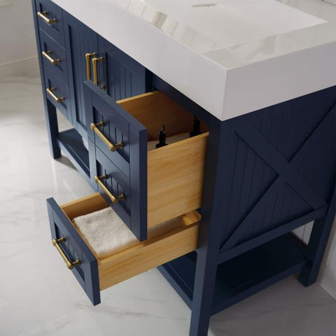 Image of Vinnova Pavia 48” Contemporary Royal Blue Single Vanity Set 755048-RB-WH 755048-RB-WH