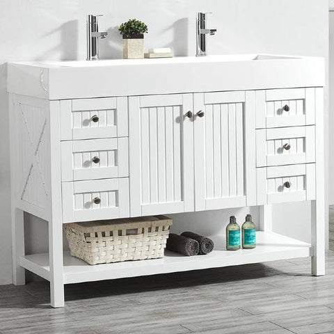 Image of Vinnova Pavia 48” Contemporary White Single Vanity 755048-WH-WH-NM