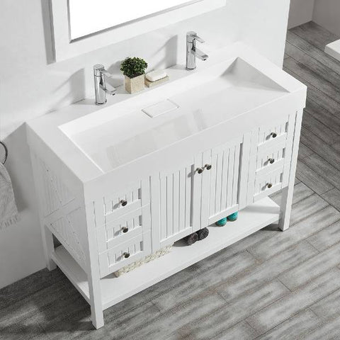 Image of Vinnova Pavia 48” Contemporary White Single Vanity Set 755048-WH-WH 755048-WH-WH