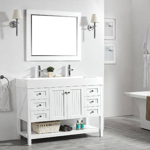 Image of Vinnova Pavia 48” Contemporary White Single Vanity Set 755048-WH-WH 755048-WH-WH