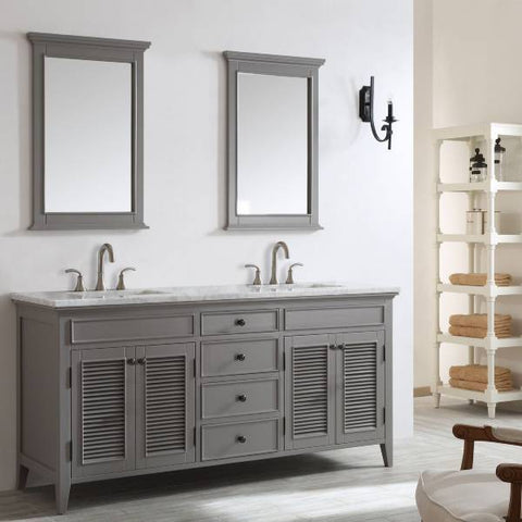 Image of Vinnova Piedmont 72" Transitional Grey Double Sink Vanity Set 708072-GR-CA