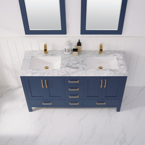 Image of Vinnova Shannon 60" Double Vanity Set in Royal Blue 785060M-RB-WS