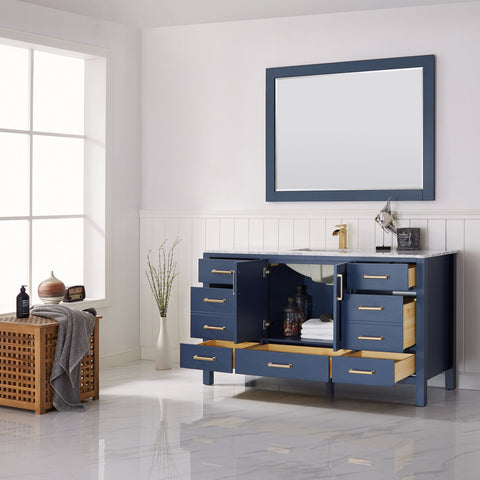 Image of Vinnova Shannon 60" Single Bathroom Vanity in Royal Blue with Mirror 785060-RB-WS 785060-RB-WS