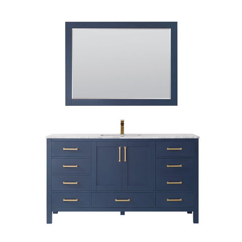 Image of Vinnova Shannon 60" Single Bathroom Vanity in Royal Blue with Mirror 785060-RB-WS 785060-RB-WS