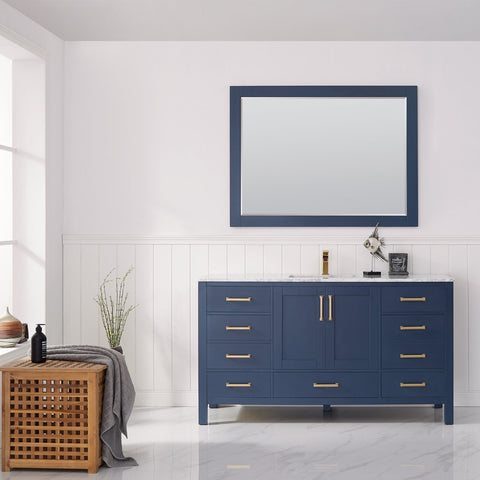 Image of Vinnova Shannon 60" Single Bathroom Vanity in Royal Blue with Mirror 785060-RB-WS 785060-RB-WS