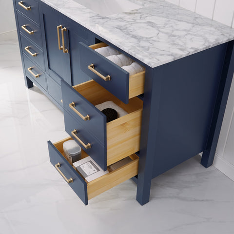 Image of Vinnova Shannon 60" Single Vanity in Royal Blue No Mirror 785060-RB-WS-NM 785060-RB-WS-NM