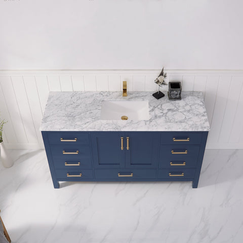Image of Vinnova Shannon 60" Single Vanity in Royal Blue No Mirror 785060-RB-WS-NM 785060-RB-WS-NM