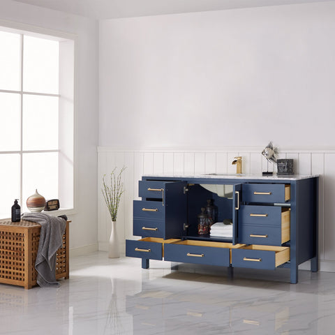 Image of Vinnova Shannon 60" Single Vanity in Royal Blue No Mirror 785060-RB-WS-NM 785060-RB-WS-NM
