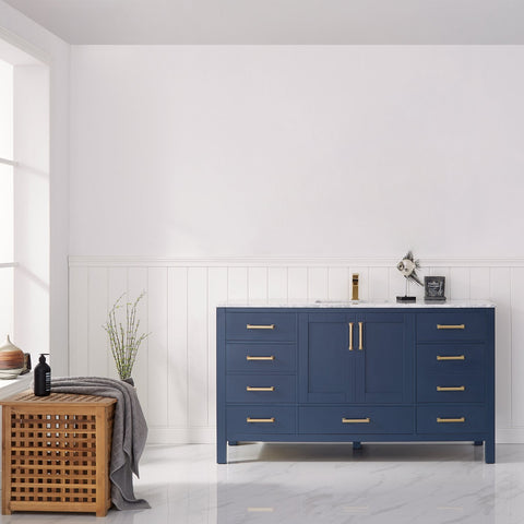 Image of Vinnova Shannon 60" Single Vanity in Royal Blue No Mirror 785060-RB-WS-NM 785060-RB-WS-NM