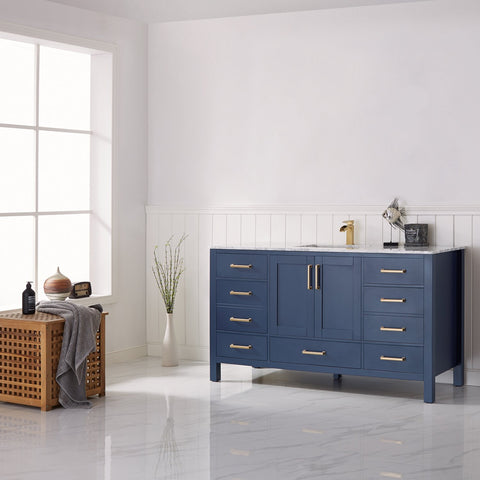 Image of Vinnova Shannon 60" Single Vanity in Royal Blue No Mirror 785060-RB-WS-NM 785060-RB-WS-NM