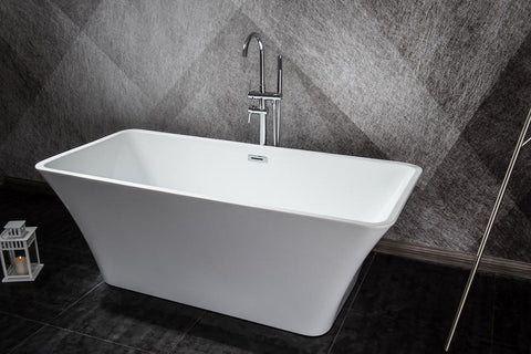 Image of Vinter 59" Free Standing Acrylic Vintage Freestanding Bathtub w/ Chrome Drain