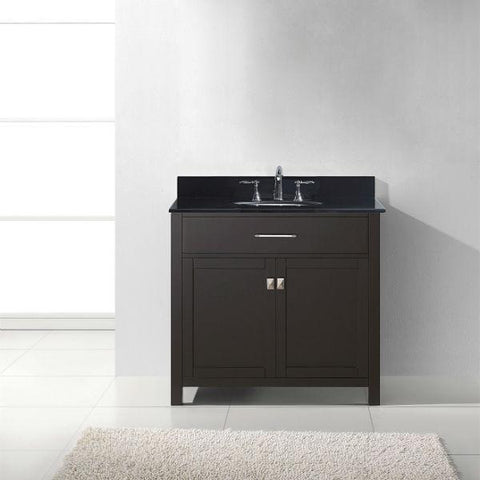 Image of Virtu Caroline 36" Espresso Single Bathroom Vanity w/ Black Top MS-2036