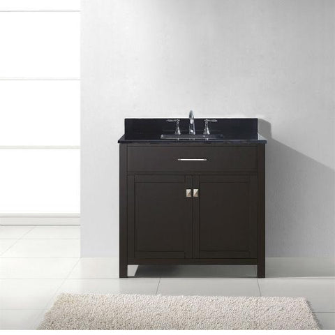 Image of Virtu Caroline 36" Espresso Single Bathroom Vanity w/ Black Top MS-2036