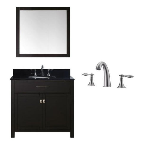 Image of Virtu Caroline 36" Espresso Single Bathroom Vanity w/ Black Top MS-2036 MS-2036-BGRO-ES-001