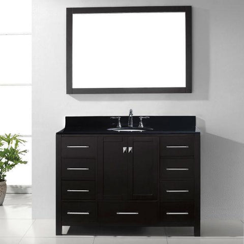 Image of Virtu Caroline Ave 48 Espresso Freestanding Single Bathroom Vanity w/ Black Top GS-50048 GS-50048-BGRO-ES