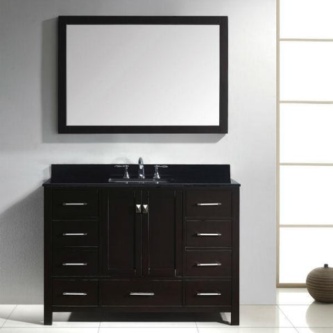 Image of Virtu Caroline Ave 48 Espresso Freestanding Single Bathroom Vanity w/ Black Top GS-50048 GS-50048-BGRO-ES