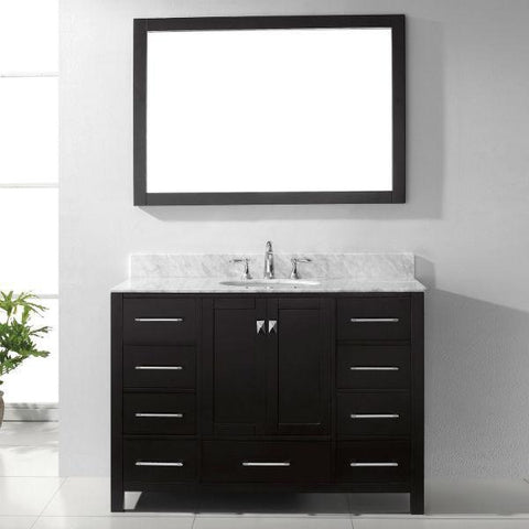 Image of Virtu Caroline Ave 48 Espresso Single Bathroom Vanity w/ White Top GS-50048 GS-50048-WMRO-ES-NM