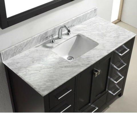 Image of Virtu Caroline Ave 48 Espresso Single Bathroom Vanity w/ White Top GS-50048 GS-50048-WMRO-ES-NM