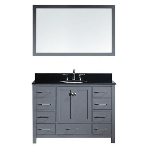Image of Virtu Caroline Ave 48 Grey Single Bathroom Vanity w/ Black Top GS-50048 GS-50048-BGRO-GR