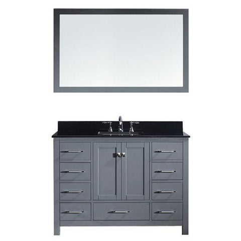 Image of Virtu Caroline Ave 48 Grey Single Bathroom Vanity w/ Black Top GS-50048 GS-50048-BGRO-GR