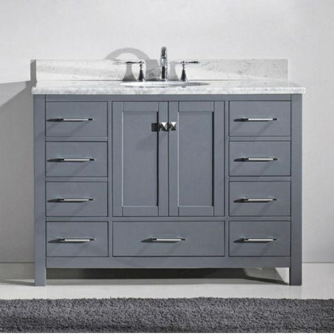 Image of Virtu Caroline Ave 48 Grey Single Bathroom Vanity w/ White Top GS-50048 GS-50048-WMRO-GR-NM
