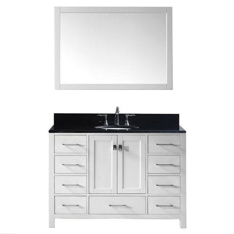 Image of Virtu Caroline Ave 48 White Single Bathroom Vanity w/ Black Top GS-50048 GS-50048-BGRO-WH