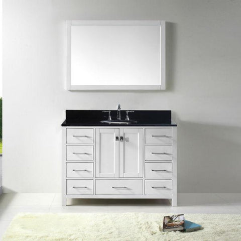 Image of Virtu Caroline Ave 48 White Single Bathroom Vanity w/ Black Top GS-50048 GS-50048-BGRO-WH