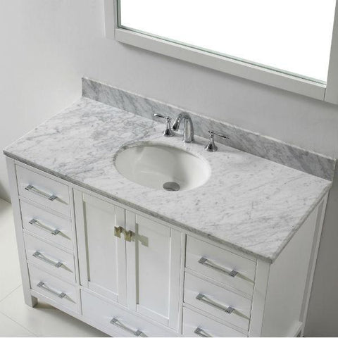 Image of Virtu Caroline Ave 48 White Single Bathroom Vanity w/ White Top GS-50048 GS-50048-WMRO-WH-NM