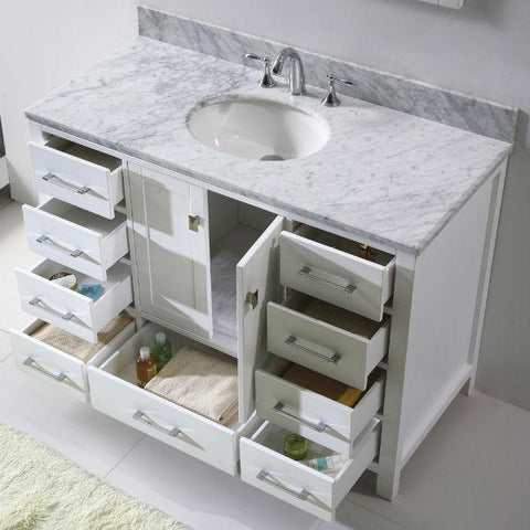 Image of Virtu Caroline Ave 48 White Single Bathroom Vanity w/ White Top GS-50048 GS-50048-WMRO-WH-NM