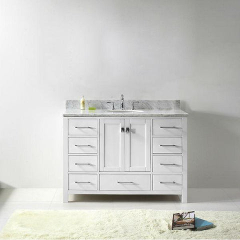 Image of Virtu Caroline Ave 48 White Single Bathroom Vanity w/ White Top GS-50048 GS-50048-WMRO-WH-NM