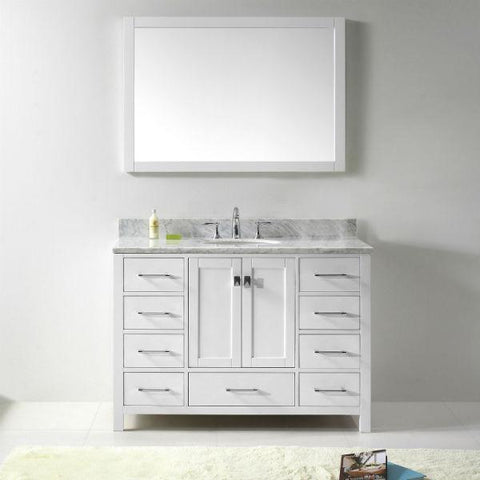 Image of Virtu Caroline Ave 48 White Single Bathroom Vanity w/ White Top GS-50048 GS-50048-WMRO-WH-NM
