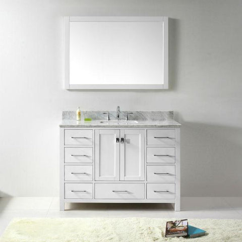 Image of Virtu Caroline Ave 48 White Single Bathroom Vanity w/ White Top GS-50048 GS-50048-WMRO-WH-NM