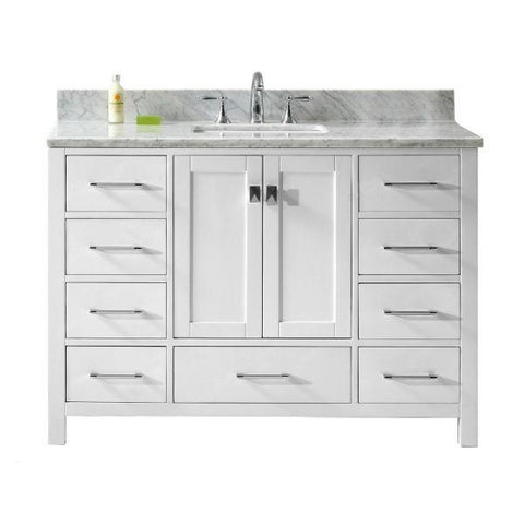 Image of Virtu Caroline Ave 48 White Single Bathroom Vanity w/ White Top GS-50048 GS-50048-WMSQ-WH-NM