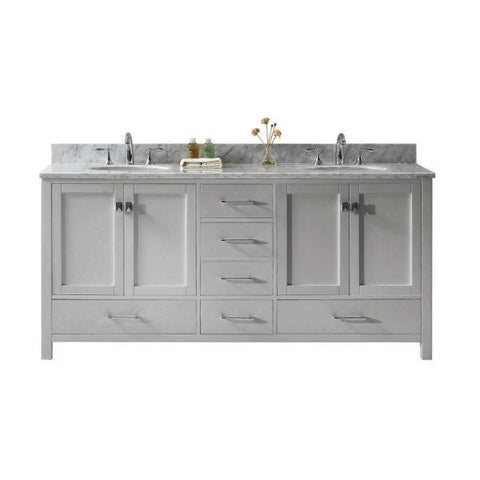 Image of Virtu Caroline Ave 72" Cashmere Double Bathroom Vanity w/ White Top GD-50072 GD-50072-WMRO-CG-NM
