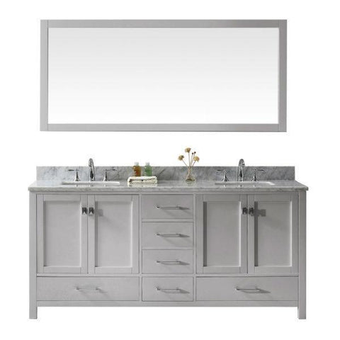 Image of Virtu Caroline Ave 72" Cashmere Double Bathroom Vanity w/ White Top GD-50072 GD-50072-WMSQ-CG