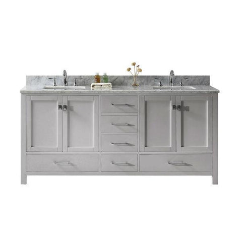 Image of Virtu Caroline Ave 72" Cashmere Double Bathroom Vanity w/ White Top GD-50072 GD-50072-WMSQ-CG-NM
