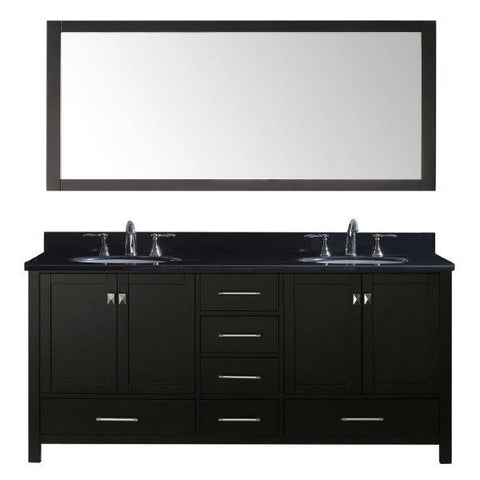 Image of Virtu Caroline Ave 72" Espresso Double Bathroom Vanity w/ Black Top GD-50072 GD-50072-BGRO-ES