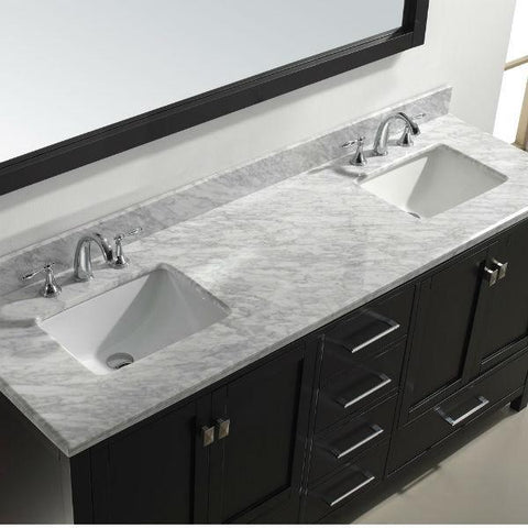 Image of Virtu Caroline Ave 72" Espresso Double Bathroom Vanity w/ White Top GD-50072 GD-50072-WMRO-ES-NM