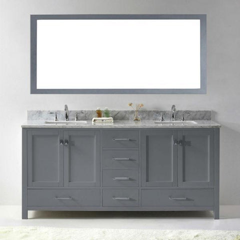 Image of Virtu Caroline Ave 72" Grey Double Bathroom Vanity w/ White Top GD-50072