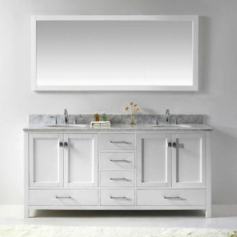 Image of Virtu Caroline Ave 72" White Double Bathroom Vanity w/ White Top GD-50072