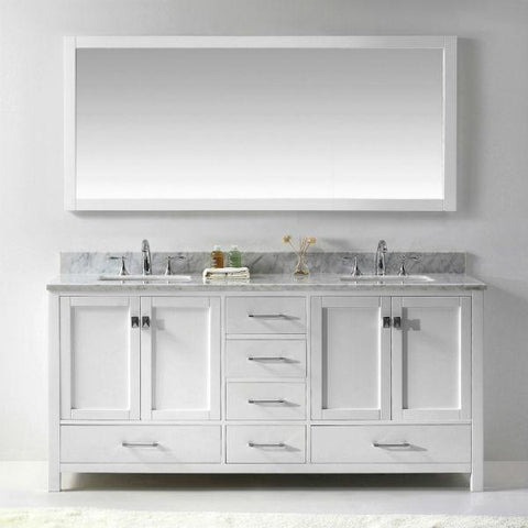 Image of Virtu Caroline Ave 72" White Double Bathroom Vanity w/ White Top GD-50072