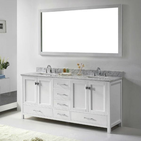 Image of Virtu Caroline Ave 72" White Double Bathroom Vanity w/ White Top GD-50072